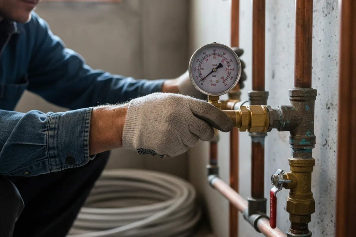 Pressure testing a repaired line during Water Line Repair in Centerfield